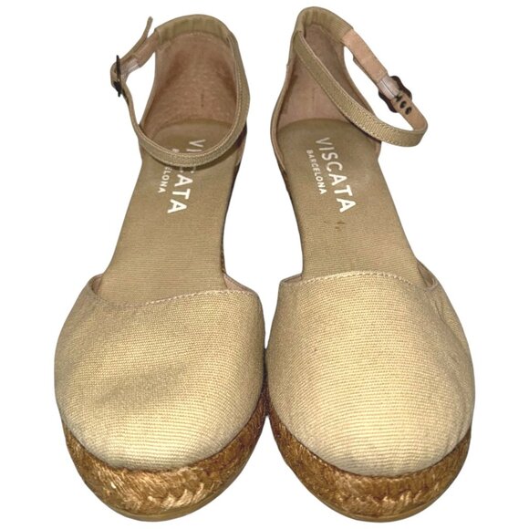 Viscata Barcelona Estartit Canvas Espadrille Wedge Heel Sandals 41 10 Closed Toe - Picture 2 of 6